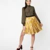 Smak Parlour Gold Day Tripper Flare Skirt