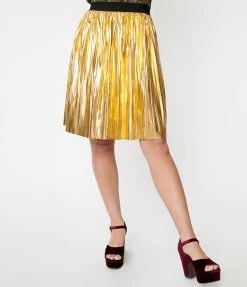 Smak Parlour Gold Day Tripper Flare Skirt