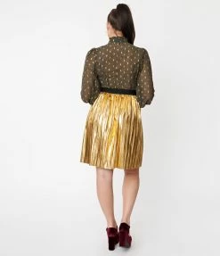 Smak Parlour Gold Day Tripper Flare Skirt
