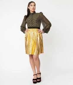 Smak Parlour Gold Day Tripper Flare Skirt