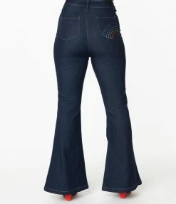Collectif Dark Denim Blue Rainbow Dreamer Donna Jeans Sale