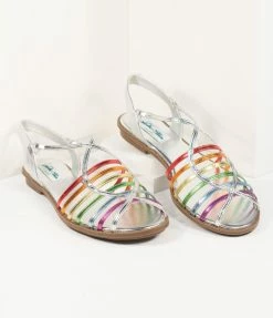 Collectif (Lulu Hun) Flats Lulu Hun Silver & Rainbow Iris Sandal