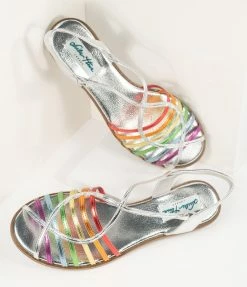 Collectif (Lulu Hun) Flats Lulu Hun Silver & Rainbow Iris Sandal