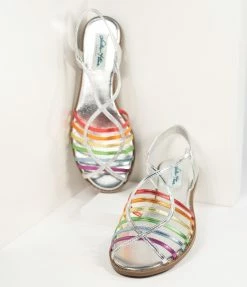 Collectif (Lulu Hun) Flats Lulu Hun Silver & Rainbow Iris Sandal
