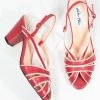 Collectif Red & White Peep Toe Lila Heels Heels & Wedges