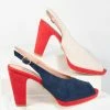 Heels & Wedges Collectif Navy & Ivory Colorblock Suede Peep Toe Ada Heels