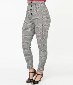 Unique Vintage Glen Plaid High Waist Melody Pants Sale