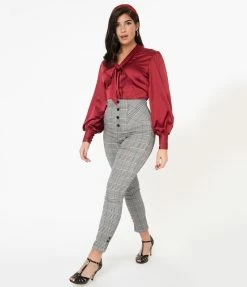 Unique Vintage Glen Plaid High Waist Melody Pants Sale