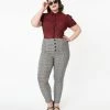 Unique Vintage Plus Size Glen Plaid High Waist Melody Pants Sale