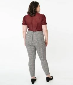 Unique Vintage Plus Size Glen Plaid High Waist Melody Pants Sale