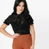 Clothing Unique Vintage Black La Catrina Burnout Lilette Blouse
