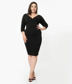 Unique Vintage Plus Size Black Lyddie Wiggle Dress