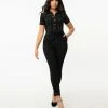 Unique Vintage Black Skinny Leg Bexley Jumpsuit