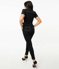 Unique Vintage Black Skinny Leg Bexley Jumpsuit