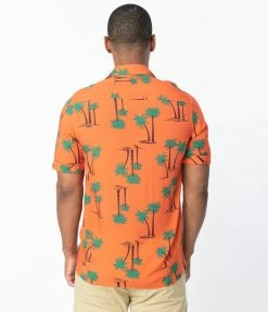Collectif Orange & Palm Beach Print Oscar Mens Shirt Sale