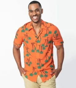 Collectif Orange & Palm Beach Print Oscar Mens Shirt Sale