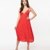 Dress Forum Retro Style Red & White Heart Print Midi Dress Sale