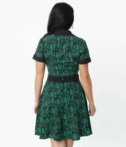 Unique Vintage Alien Invasion Print Briella Flare Skirt Sale