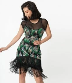 Sale Unique Vintage 1920s Purple & Green Del Mar Flapper Dress