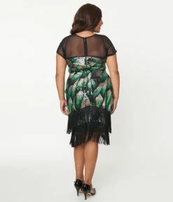 Sale Unique Vintage Plus Size 1920s Purple & Green Del Mar Flapper Dress