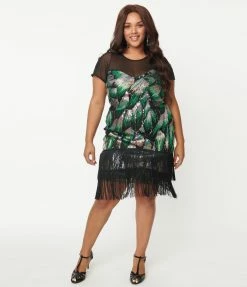 Sale Unique Vintage Plus Size 1920s Purple & Green Del Mar Flapper Dress