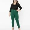 Sale Unique Vintage Plus Size Green High Waist Melody Pants