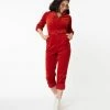 Sale Unique Vintage Rust Orange Corduroy Trixie Jumpsuit