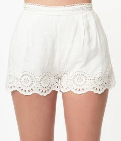 Allie Rose By Ember Retro White Eyelet Shorts Sale