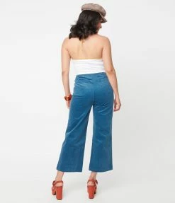 Factory X (Princess Highway) Teal Blue Samantha Corduroy Crop Pants Sale