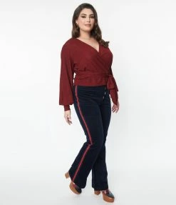 Smak Parlour Navy Corduroy Picket Line Pants Sale