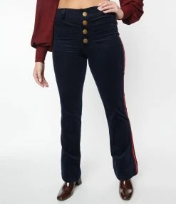 Smak Parlour Navy Corduroy Picket Line Pants Sale