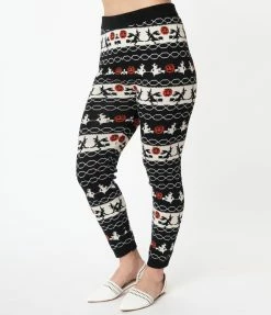 Unique Vintage Halloween Fair Isle Sycamore Knit Leggings Sale