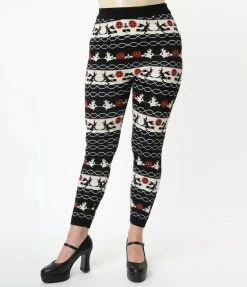 Unique Vintage Halloween Fair Isle Sycamore Knit Leggings Sale