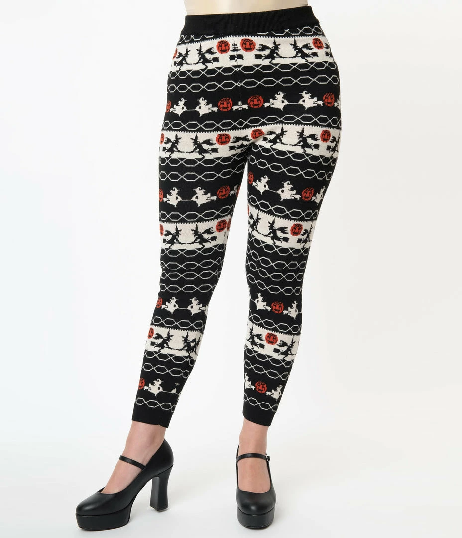 Unique Vintage Halloween Fair Isle Sycamore Knit Leggings Sale