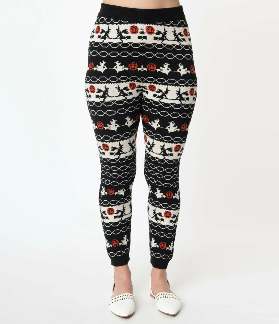 Unique Vintage Halloween Fair Isle Sycamore Knit Leggings Sale