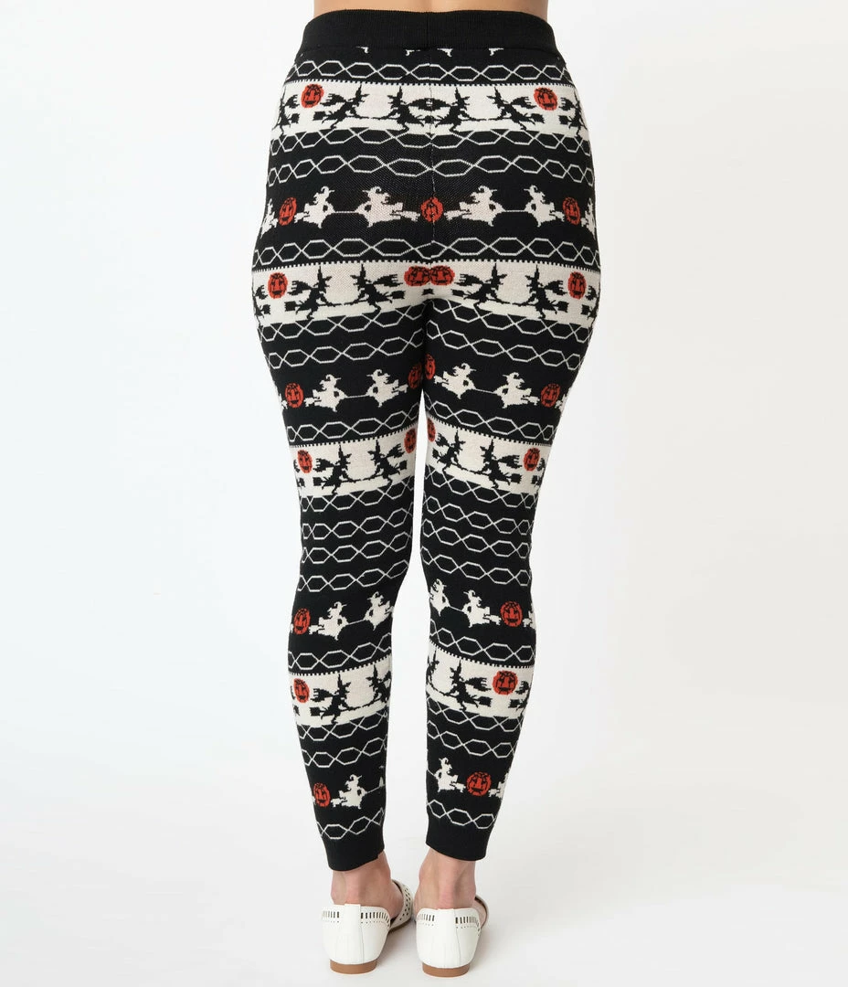 Unique Vintage Halloween Fair Isle Sycamore Knit Leggings Sale