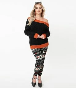 Unique Vintage Halloween Fair Isle Sycamore Knit Leggings Sale