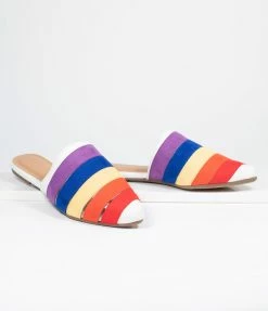 Appleblossom Rainbow Suede Pointed Toe Slip On Flats
