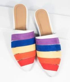 Appleblossom Rainbow Suede Pointed Toe Slip On Flats