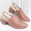 Appleblossom Heels & Wedges Retro Style Mauve Suede Slingback Heels