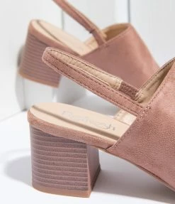 Appleblossom Heels & Wedges Retro Style Mauve Suede Slingback Heels