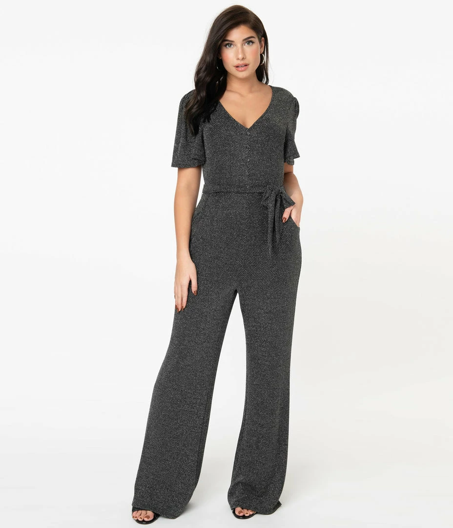 Sale Unique Vintage Silver Sparkle Heddy Jumpsuit