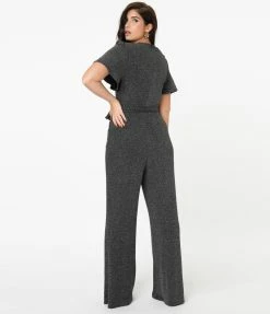 Sale Unique Vintage Silver Sparkle Heddy Jumpsuit