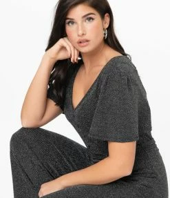 Sale Unique Vintage Silver Sparkle Heddy Jumpsuit