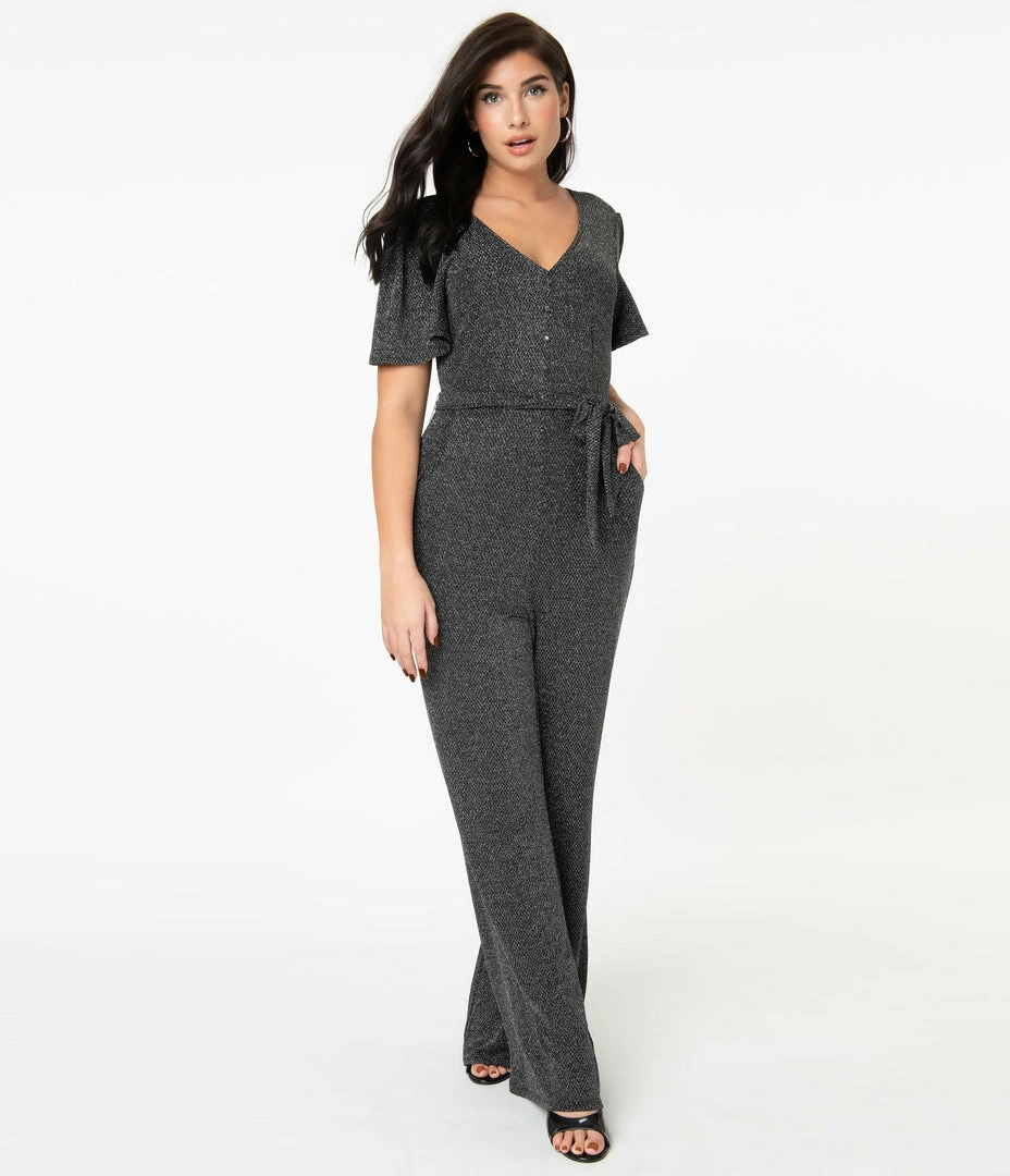 Sale Unique Vintage Silver Sparkle Heddy Jumpsuit