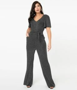 Sale Unique Vintage Silver Sparkle Heddy Jumpsuit
