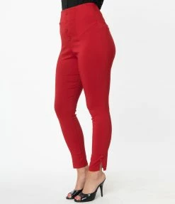 Clothing Unique Vintage Red High Waist Melody Pants