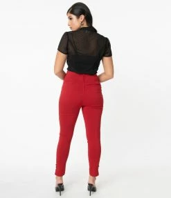 Clothing Unique Vintage Red High Waist Melody Pants