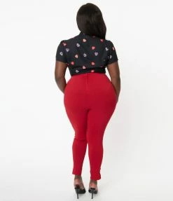 Unique Vintage Plus Size Red High Waist Melody Pants New Arrivals!