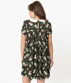 Sale Smak Parlour Black & White Chrysanthemum Open Spaces Babydoll Dress